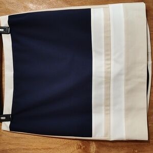 Halogen Color Block Pencil Skirt Navy Beige Cream Zip-Up Cotton Blend Lined 14P
